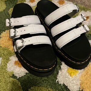 Dr. Martens Blaire Slide White Black Platform Sandals Women’s Size 9